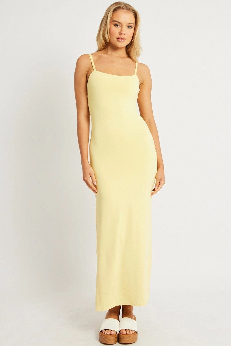Yellow Bodycon Dress Maxi Supersoft