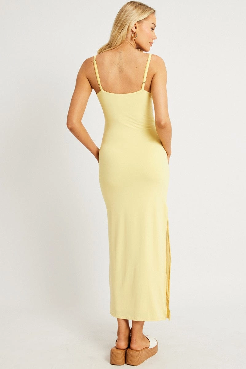Yellow Bodycon Dress Maxi Supersoft